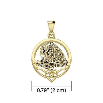 Owl & Celtic Solid Gold Pendant GPD5718 - Jewelry